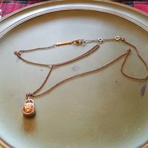 Michael Kors Rose Goldtone Crystal Necklace EUC